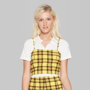 Top - Wild Fable Women’s Yellow Plaid Crop Top (L)